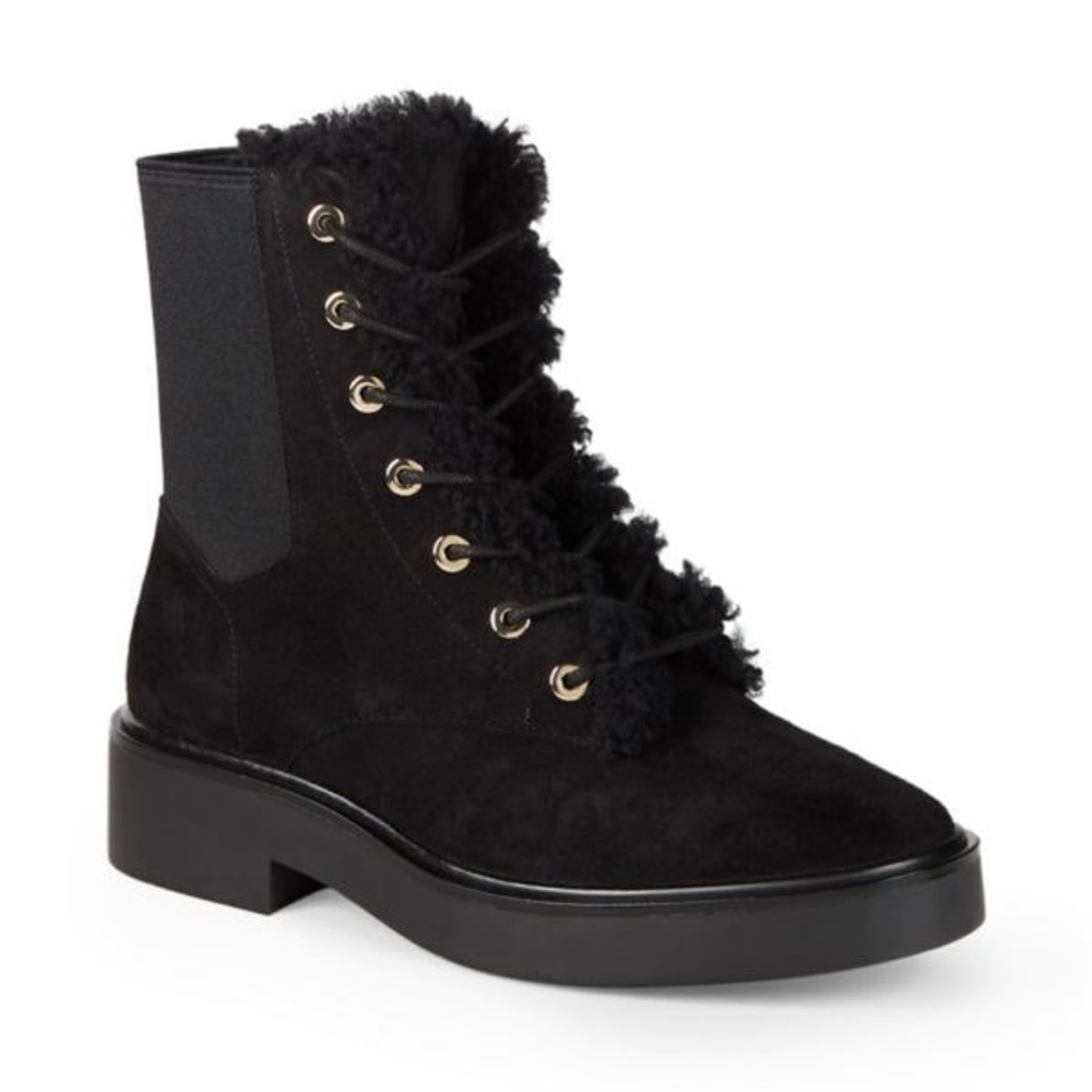 STUART WEITZMAN Henley Chill Suede & Shearling Combat Boots New SIZE 7